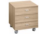 Rollcontainer MÄUSBACHER "Mio", braun (eichefarben), B:45cm H:51cm T:45cm, Holzwerkstoff, Metall, Rollwagen, Rollcontainer