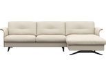 Ecksofa FLEXLUX "Glow, super bequem durch hochwertigem Sitzaufbau mit Federkern, L-Form", weiß (warm weiß), B:273cm H:81cm T:158cm, 100% Echteder, Sofas, Ecksofa, Modernes skandinavisches Design