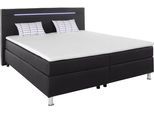 Boxspringbett COLLECTION AB "London, inklusive Topper und Kissen, mit LED-Beleuchtung", schwarz (schwarz, weiß), B:190cm L:206cm, Komplettbetten, Boxspringbett, Boxspringbett erhältlich in 90cmx200cm, 140cmx200cm & 180cmx200cm
