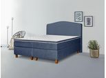 Boxspringbett INOSIGN "Jalma", blau (light blau), B:141cm L:208cm, 100% Polyester, Komplettbetten, Boxspringbett, Füße aus massiver Birke ; Inkl. Topper