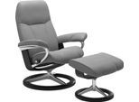Relaxsessel STRESSLESS "Consul", grau (wild dove batick), B:82cm H:102cm T:72cm, Leder BATICK: BATICK ist ein leicht korrigiertes, durchgefärbtes und genarbtes Möbelleder, bei dem die meisten Unebenheiten und Spuren in der Regel entfernt wurden.;Leder PALOMA: PALOMA ist ein durchgefärbtes Semianilin-Möbelleder mit natürlicher Narbung.;ROHLEDER Stoff Q2 FARON: Ein fester zuverlässiger Bouclé mit ei