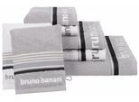 Handtuch Set BRUNO BANANI "Maja, 1 Duschtuch, 2 Handtücher, 2 Gästehandtücher, 2 Waschhandschuhe", grau (grau, weiß), Walkfrottee, Walkfrottee, Obermaterial: 100% Baumwolle, Handtuch-Sets, Handtuch Set, mit Bordüre und Markenlogo, 7 teiliges Handtücher Set, 100% Baumwolle, Topseller