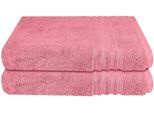 Duschtücher SCHIESSER "Milano aus 100% Baumwolle mit eleganter Bordüre in Hoch-Tief-Optik", rosa (malve), B:70cm L:140cm, Frottier, Frottier, Handtücher, Duschtücher, Made in Green