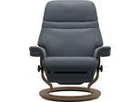 Relaxsessel STRESSLESS "Sunrise", blau (atlantic blau batick), B:88cm H:103cm T:78cm, Leder BATICK: BATICK ist ein leicht korrigiertes, durchgefärbtes und genarbtes Möbelleder, bei dem die meisten Unebenheiten und Spuren in der Regel entfernt wurden.;Leder PALOMA: PALOMA ist ein durchgefärbtes Semianilin-Möbelleder mit natürlicher Narbung.;ROHLEDER Stoff Q2 FARON: Ein fester zuverlässiger Bouclé m
