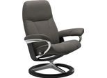 Relaxsessel STRESSLESS "Consul", grau (metal grau paloma), B:82cm H:102cm T:72cm, Leder BATICK: BATICK ist ein leicht korrigiertes, durchgefärbtes und genarbtes Möbelleder, bei dem die meisten Unebenheiten und Spuren in der Regel entfernt wurden.;Leder PALOMA: PALOMA ist ein durchgefärbtes Semianilin-Möbelleder mit natürlicher Narbung.;ROHLEDER Stoff Q2 FARON: Ein fester zuverlässiger Bouclé mit e
