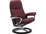 Relaxsessel STRESSLESS "Consul", rot (bordeaux batick), B:82cm H:102cm T:72cm, Leder BATICK: BATICK ist ein leicht korrigiertes, durchgefärbtes und genarbtes Möbelleder, bei dem die meisten Unebenheiten und Spuren in der Regel entfernt wurden.;Leder PALOMA: PALOMA ist ein durchgefärbtes Semianilin-Möbelleder mit natürlicher Narbung.;ROHLEDER Stoff Q2 FARON: Ein fester zuverlässiger Bouclé mit eine