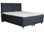 Boxspringbett HOME AFFAIRE "Nele", blau, B:161cm L:210cm, Struktur fein (100% Polyester);Samtvelours (100% Polyester), Komplettbetten, Boxspringbett, inkl. Topper im schlichtem Design