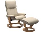 Relaxsessel STRESSLESS "Admiral", beige (cream batick), B:87cm H:101cm T:78cm, Leder BATICK: BATICK ist ein leicht korrigiertes, durchgefärbtes und genarbtes Möbelleder, bei dem die meisten Unebenheiten und Spuren in der Regel entfernt wurden., Sessel, Relaxsessel, mit Classic Base, Größe M & L, Gestell Eiche