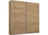 Schwebetürenschrank OTTO HOME "Kleiderschrank Schrank Garderobe Schlafzimmerschrank THANOS", braun (eiche artisan), B:181cm H:197cm T:62cm, Holzwerkstoff, Schränke, Schwebetürenschrank, Optional mit Spiegel, Metall-Griffleisten alufarben MADE IN GERMANY