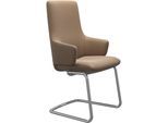 Polsterstuhl STRESSLESS "Laurel", braun (almond paloma, chrom matt), B:58cm H:105cm T:60cm, Leder PALOMA: PALOMA ist ein durchgefärbtes Semianilin-Möbelleder mit natürlicher Narbung., Stühle, Polsterstuhl, High Back mit Armlehne, Größe L, mit Beinen aus Stahl in Chrom matt
