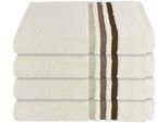 Handtücher SCHIESSER "Skyline Color aus 100 % Baumwolle mit eleganter Streifenbordüre", beige (creme), B:50cm L:100cm, Frottier, Frottier, Handtücher, Handtücher, MADE IN GREEN by OEKO-TEX