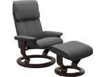 Relaxsessel STRESSLESS "Admiral", grau (grau batick), B:78cm H:98cm T:73cm, Leder BATICK: BATICK ist ein leicht korrigiertes, durchgefärbtes und genarbtes Möbelleder, bei dem die meisten Unebenheiten und Spuren in der Regel entfernt wurden., Sessel, Relaxsessel, mit Classic Base, Größe M & L, Gestell Wenge