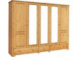 Kleiderschrank OTTO HOME "Hugo", beige (gelaugt, geölt), B:245cm H:190cm T:58cm, Schränke, Kleiderschrank, aus massiver Kiefer im Landhausstil, mit Spiegel