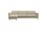 Ecksofa FLEXLUX "Fiore, super Sitzkomfort durch Kaltschaum im Sitz, L-Form", beige (sandy beige), B:262cm H:85cm T:92cm, 100% Polyester, Sofas, Ecksofa, breite Armlehnen, Kaltschaum, Füße Alu