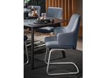 Polsterstuhl STRESSLESS "Laurel", blau (sparrow blau paloma, chrom glänzend), B:58cm H:92cm T:60cm, Leder PALOMA: PALOMA ist ein durchgefärbtes Semianilin-Möbelleder mit natürlicher Narbung., Stühle, Polsterstuhl, Low Back mit Armlehne, Größe L, mit Beinen aus Stahl in Chrom glänzend