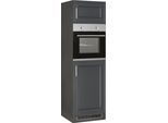 Backofen/Kühlumbauschrank KOCHSTATION "KS-Stockholm", grau (grau, grafit), B:60cm H:200cm T:60cm, Holzwerkstoff, MDF, Schränke, Backofen/Kühlumbauschrank, hochwertige MDF-Fronten