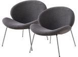 Polsterstuhl KAYOOM "Stuhl Jaden 125 2er-Set, im angesagten Stoff mit dem Kräusel-Effekt", grau (grau, silber), B:73,5cm H:76cm T:75cm, 100% Polyester-Bouclé, Sperrholz, Schaumstoff Gestell:100% Eisen, Stühle, Polsterstuhl, Ästhetisch minimalistisches Design, Bouclé Stoff, breites Sitzen
