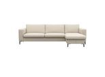 Ecksofa FLEXLUX "Fiore, superbequemer Sitzkomfort durch Kaltschaum im Sitz, L-Form", weiß (warm weiß), B:262cm H:85cm T:92cm, 100% Echteder, Sofas, Ecksofa, breite Armlehnen, Füße Alu+schwarz