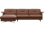 Ecksofa FLEXLUX "Glow, super bequem durch hochwertigem Sitzaufbau mit Federkern, L-Form", braun (old chestnut braun), B:273cm H:81cm T:158cm, 100% Echteder, Sofas, Ecksofa, Modernes skandinavisches Design