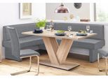 Eckbank HOME AFFAIRE "Nils", grau (grau (fantasy 8202)), B:222cm H:89cm T:162cm, Holzwerkstoff, Massivholz, Polyester, Sitzbänke, Eckbank, Sitz und Rücken gepolstert, verschiedene Qualitäten