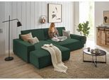 Ecksofa HOME AFFAIRE "NEU: SHERWOOD XXL 284, Big-Sofa L-Form, tiefe Sitzfläche 95 cm, Cord", grün (dunkelgrün), B:284cm H:90cm T:195cm, 100% Polyester, Sofas, Ecksofa, Recamiere rechts/links, als Schlafsofa stellbar, Cord u. Leinenoptik