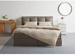 Boxspringbett "Addyson", stone, B:190cm L:230cm, 100% POLYESTER (PES), LEGER HOME BY LENA GERCKE, Komplettbetten, Boxspringbett, Boxspringbett inkl. Topper, 2 Matratzen