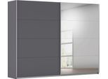 Schwebetürenschrank OTTO HOME "Kleiderschrank Schrank Garderobe Schlafzimmerschrank THANOS", grau (graumetallic mit spiegel), B:271cm H:229cm T:62cm, Holzwerkstoff, Schränke, Schwebetürenschrank, Optional mit Spiegel, Metall-Griffleisten alufarben MADE IN GERMANY