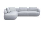 Ecksofa FLEXLUX "Torino, rund, L-Form, Sofa-Ecke mit Ottomane", grau (sandy shell), B:296cm H:85cm T:237cm, Sofas, Ecksofa, Modernes, organisches Sofa-Design, Kaltschaum, Wellenunterfederung