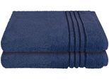 Duschtücher SCHIESSER "Milano aus 100% Baumwolle mit eleganter Bordüre in Hoch-Tief-Optik", blau (dunkelblau), B:70cm L:140cm, Frottier, Frottier, Handtücher, Duschtücher, OEKO-TEX MADE IN GREEN