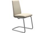Polsterstuhl STRESSLESS "Laurel", beige (cream batick, chrom matt), B:53cm H:92cm T:59cm, Leder BATICK: BATICK ist ein leicht korrigiertes, durchgefärbtes und genarbtes Möbelleder, bei dem die meisten Unebenheiten und Spuren in der Regel entfernt wurden., Stühle, Polsterstuhl, Low Back, Größe M, mit Beinen aus Stahl in Chrom matt