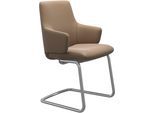 Polsterstuhl STRESSLESS "Laurel", braun (almond paloma, chrom glänzend), B:58cm H:92cm T:60cm, Leder PALOMA: PALOMA ist ein durchgefärbtes Semianilin-Möbelleder mit natürlicher Narbung., Stühle, Polsterstuhl, Low Back mit Armlehne, Größe L, mit Beinen aus Stahl in Chrom glänzend
