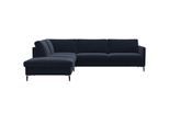 Ecksofa FLEXLUX "Fiore, L-Form", blau (royal blau), B:266cm H:85cm T:225cm, 100% Polyester, Sofas, Ecksofa, schmale Armlehnen, Kaltschaum, Füße Alu+schwarz