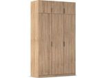 Kleiderschrank RAUCH "Drehtürenschrank Schrank Garderobe Ankleide Schlafzimmer LAGOA", eiche sonoma, B:136cm H:235cm T:54cm, Holzwerkstoff, Schränke, Kleiderschrank, moderne Kantengriffe aus Metall, optional mit Aufsatz MADE IN GERMANY