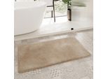 Badematte HOMIE LIVING "Porto Azzurro", braun (cappuccino), H:30mm, Polyester, Badematten, Badematte, Badteppich, uni, rechteckig & rund, waschbar, Badezimmerteppich