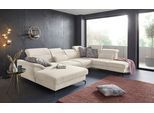 Wohnlandschaft SIT & MORE "Percy U-Form", beige (creme), B:343cm T:235cm, Sofas, Wohnlandschaft, 12 cm Fußhöhe, Sitztiefenverstellung, wahlweise in 2 Fußfarben