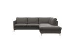 Ecksofa FLEXLUX "Fiore, L-Form, super bequem durch Kaltschaum im Sitz", grau (warm mineral), B:234cm H:85cm T:225cm, 100% Echteder, Sofas, Ecksofa, schmale Armlehnen, Füße Alu/Eiche, B/T 234/225 cm
