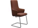 Polsterstuhl STRESSLESS "Laurel", braun (copper paloma, chrom matt), B:58cm H:105cm T:60cm, Leder PALOMA: PALOMA ist ein durchgefärbtes Semianilin-Möbelleder mit natürlicher Narbung., Stühle, Polsterstuhl, High Back mit Armlehne, Größe L, mit Beinen aus Stahl in Chrom matt