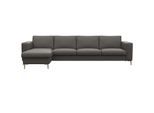 Ecksofa FLEXLUX "Fiore, super bequem durch hochwertigen Sitzaufbau mit Kaltschaum", grau (warm mineral), B:295cm H:85cm T:159cm, 100% Echteder, Sofas, Ecksofa, breite Armlehnen, Füße Alu+ Eiche, L-Form