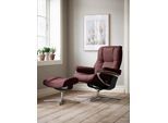 Relaxsessel STRESSLESS "Mayfair", rot (bordeaux batick), B:79cm H:102cm T:73cm, Leder BATICK: BATICK ist ein leicht korrigiertes, durchgefärbtes und genarbtes Möbelleder, bei dem die meisten Unebenheiten und Spuren in der Regel entfernt wurden., Sessel, Relaxsessel, mit Cross Base, Größe S, M & L, Holzakzent Schwarz