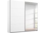 Schwebetürenschrank OTTO HOME "Kleiderschrank Schrank Garderobe Schlafzimmerschrank THANOS", weiß (alpinweiß mit spiegel), B:181cm H:197cm T:62cm, Holzwerkstoff, Schränke, Schwebetürenschrank, Optional mit Spiegel, Metall-Griffleisten alufarben MADE IN GERMANY