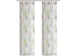 Vorhang HOME WOHNIDEEN "RAWLINS" Gr. 2, grün, B:140cm H:175cm, Voile, Polyester, Gardinen, Vorhang, 2er Pack Schlaufenschal RAWLINS bedruckt