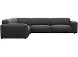 Ecksofa FLEXLUX "Lucera, super bequem durch hochwertigen Sitzaufbau mit Kaltschaum", schwarz (deep schwarz), B:319cm H:73cm T:285cm, 100% Echteder, Sofas, Ecksofa, modern & anschmiegsam, L-Form, Designsofa