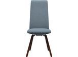 Polsterstuhl STRESSLESS "Laurel", blau (light blau dinamica, walnuss), B:49cm H:105cm T:60cm, Microfaser DINAMICA (88% Polyester, 12% Polyurethan), Stühle, Polsterstuhl, High Back, Größe M, mit schräggestellten Beinen in Walnuss