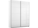 Schwebetürenschrank OTTO HOME "Kleiderschrank Schrank Garderobe Schlafzimmerschrank THANOS", weiß (alpinweiß, hochglanz weiß), B:136cm H:229cm T:62cm, Holzwerkstoff, Schränke, Schwebetürenschrank, Optional mit Spiegel, Metall-Griffleisten alufarben MADE IN GERMANY