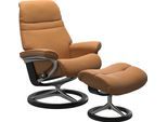 Relaxsessel STRESSLESS "Sunrise", braun (new caramel), B:92cm H:105cm T:80cm, Leder BATICK: BATICK ist ein leicht korrigiertes, durchgefärbtes und genarbtes Möbelleder, bei dem die meisten Unebenheiten und Spuren in der Regel entfernt wurden.;Leder PALOMA: PALOMA ist ein durchgefärbtes Semianilin-Möbelleder mit natürlicher Narbung.;ROHLEDER Stoff Q2 FARON: Ein fester zuverlässiger Bouclé mit einem