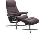 Relaxsessel STRESSLESS "View", rot (bordeaux paloma), B:82cm H:109cm T:81cm, Sessel, Relaxsessel, mit Hocker, mit Cross Base, Größe S, M & L, Holzakzent Schwarz