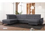 Wohnlandschaft SIT & MORE "Astoria U-Form", grau (anthrazit), B:329cm H:91cm T:225cm, 100% Polyester, Sofas, Wohnlandschaft, wahlweise mit motorischer Relaxfunktion