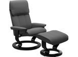 Relaxsessel STRESSLESS "Admiral", grau (grau batick), B:87cm H:101cm T:78cm, Leder BATICK: BATICK ist ein leicht korrigiertes, durchgefärbtes und genarbtes Möbelleder, bei dem die meisten Unebenheiten und Spuren in der Regel entfernt wurden., Sessel, Relaxsessel, mit Classic Base, Größe M & L, Gestell Schwarz