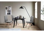 Polsterstuhl STRESSLESS "Laurel", grau (wild dove batick, eiche natur), B:49cm H:92cm T:59cm, Leder BATICK: BATICK ist ein leicht korrigiertes, durchgefärbtes und genarbtes Möbelleder, bei dem die meisten Unebenheiten und Spuren in der Regel entfernt wurden., Stühle, Polsterstuhl, Low Back, Größe M, mit schräggestellten Beinen in Eiche natur