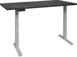 Schreibtisch MÄUSBACHER "Big System Office", silber (silber, schwarzstahl, silber, schwarzstahl), B:140cm, Tische, Schreibtisch, Breite 140 cm, elektrisch höhenverstellbar